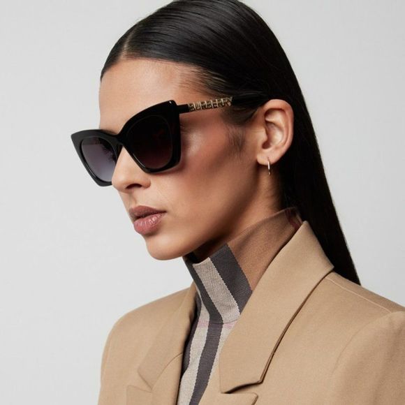 Burberry BE4372U MARIANNE 30018G Sunglasses Black Grey Gradient Cat Eye Woman - Picture 3 of 11